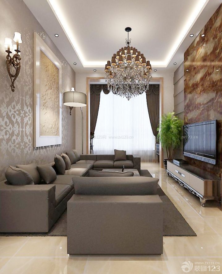 現代小戶型客廳吊頂裝修設計效果圖大全2015圖片_裝修123效果圖